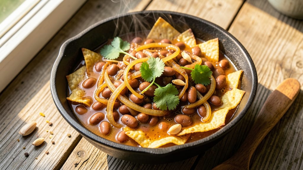 Borracho Beans Soup Recipe: Drunken Beans With Crispy Tortilla Crunch