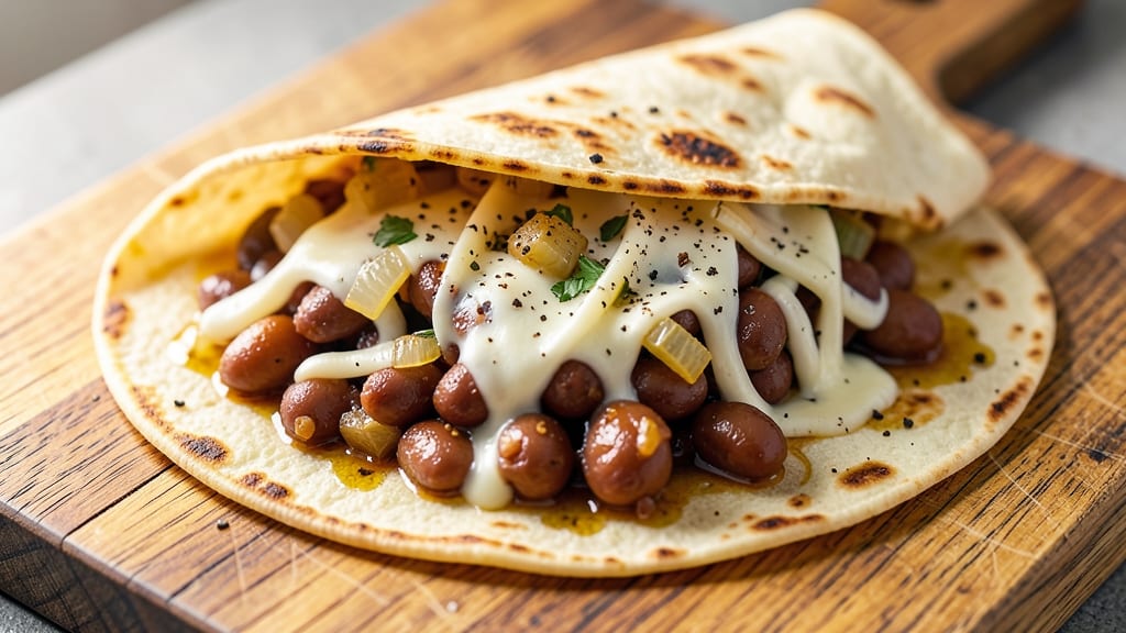 Baked Bean Wraps Recipe: Crispy Tortilla Crowns Over Melty Cheese Streaks