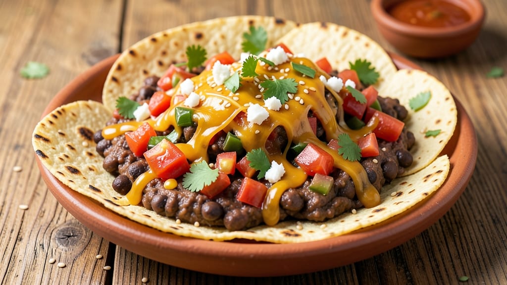 Bean Taco Recipe Vegetarian: Crispy Tortilla Crowns Over Melty Cheese Streaks