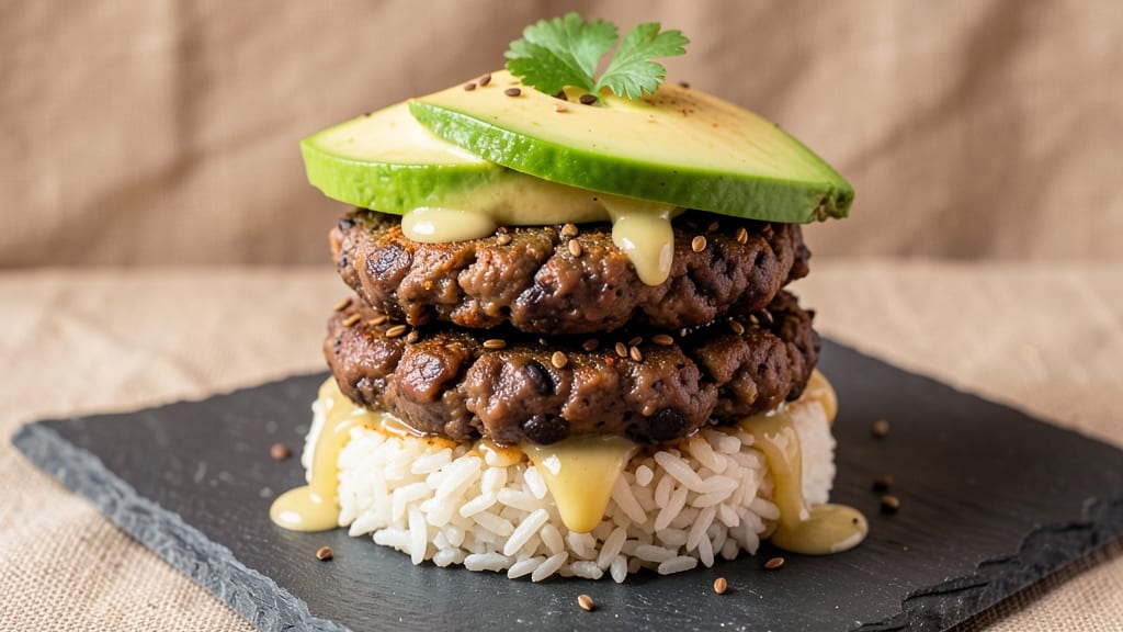 Bean and Rice Burger Recipe: Crispy Tortilla Crowns Over Smoky Black Bean Streaks
