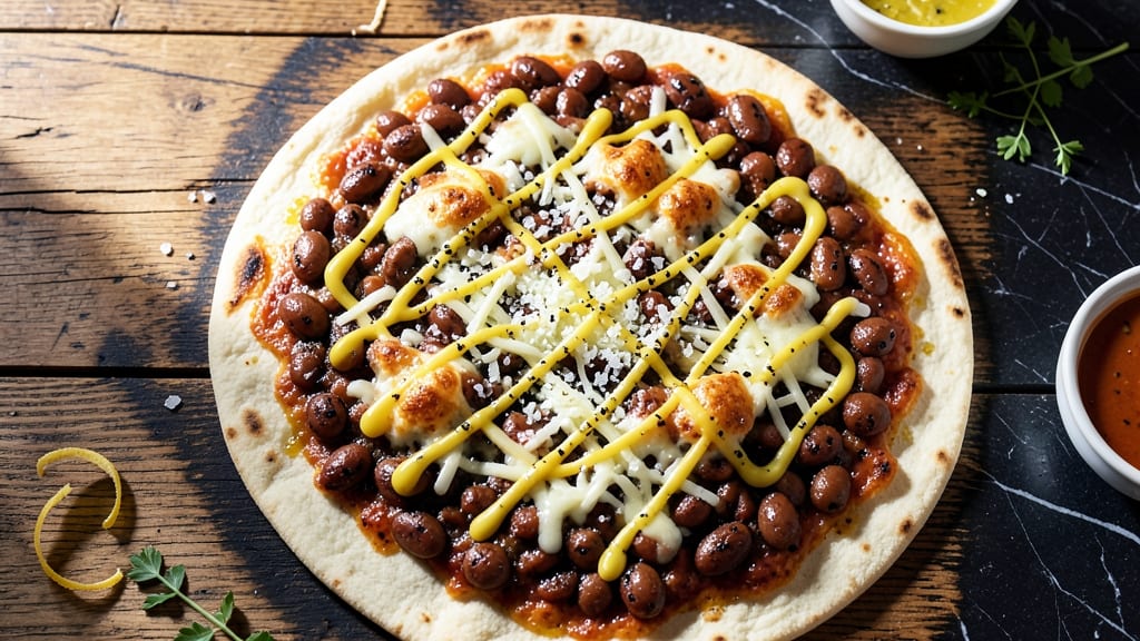 Baked Bean Pizza Recipe: Crispy Tortilla Crowns Over Melty Cheese Rivers