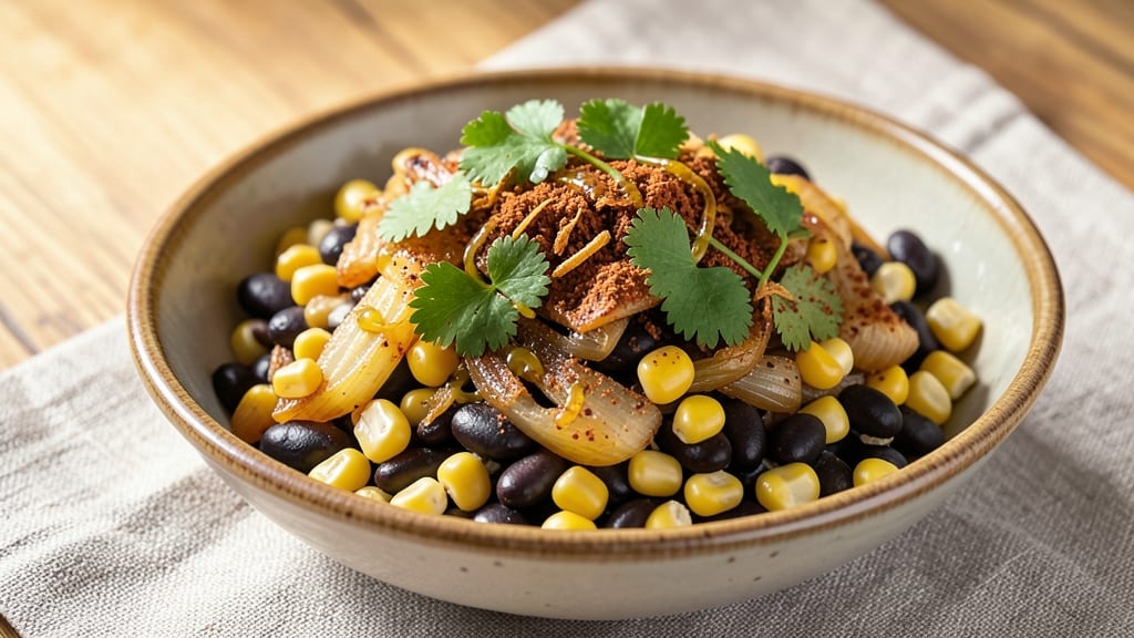 Black Bean Succotash Recipe: Smoky Corn and Bean Medley With Crispy Bacon Bits