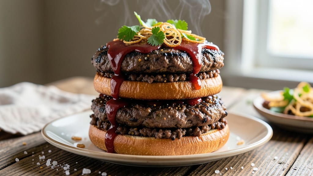 Black Bean and Portobello Mushroom Burger Recipe: Smoky Spiced Crunch Over Melty Cheese Rivers