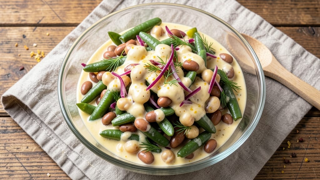 Betty Crocker's Three Bean Salad Recipe: Crunchy Top and Creamy Layers