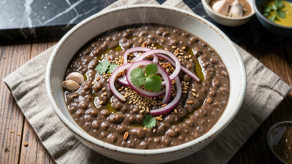 Black Bean Porridge Recipe: Crispy Tortilla Top Meets Creamy Spiced Base
