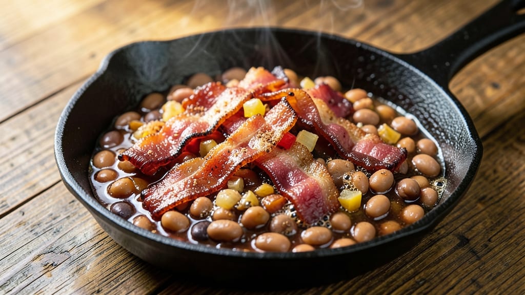 Baked Bean Recipe With Bacon From Scratch: Smoky Crispy Top and Crunchy Bits