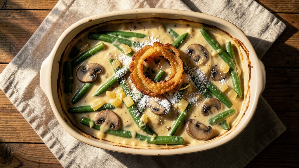 Best Tasting Green Beans Casserole Recipe: Creamy Mushroom Topping With Crunchy Breadcrumb Crust