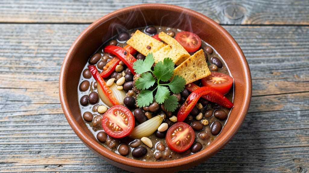 Black Bean Stew Recipe Vegetarian: Crispy Tortilla Top With Melty Cheese Rivers