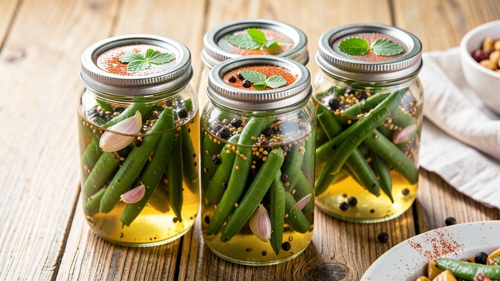 Ball Jar Dilly Bean Recipe: Smoky Garlic and Herb Infusion in Glass
