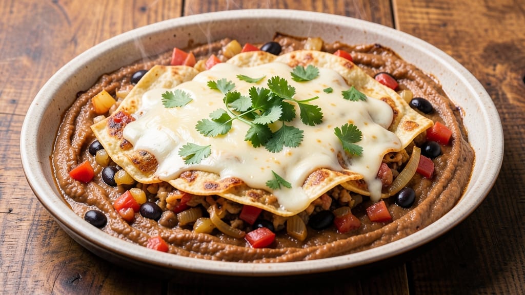 Bean Enchilada Casserole Recipe: Crispy Tortilla Crowns Over Melty Cheese Layers